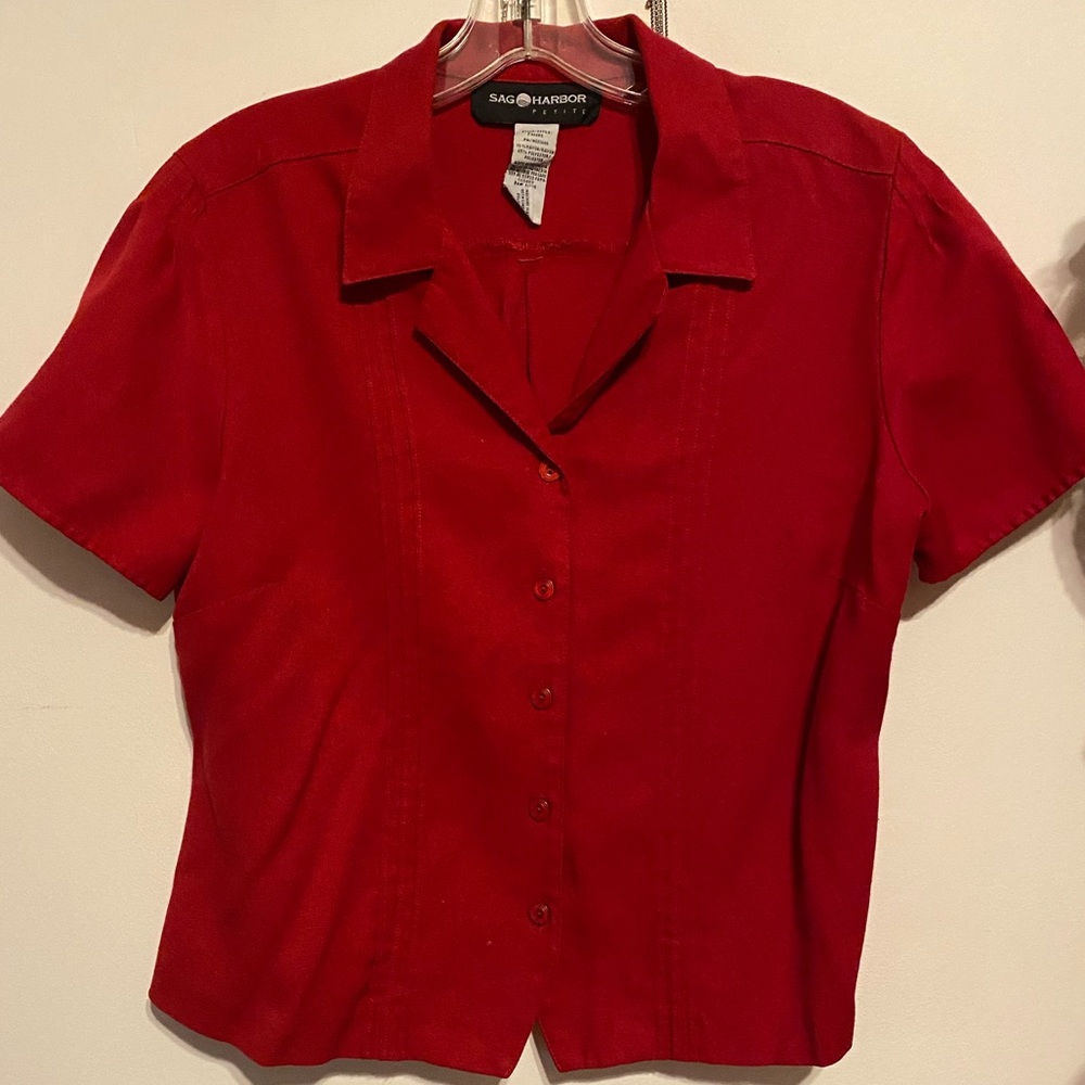 Red button up petite